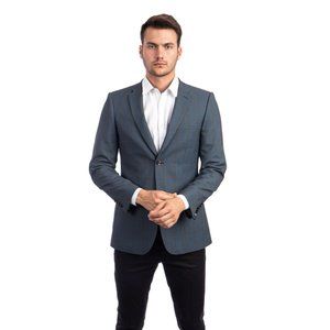 Plaid Nail Head mens Blazer Jackey, Dark Bluish Grey